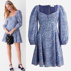 J.Crew Long-Sleeve Mini Dress in Liberty® Bourton Bloom Fabric Plus Size